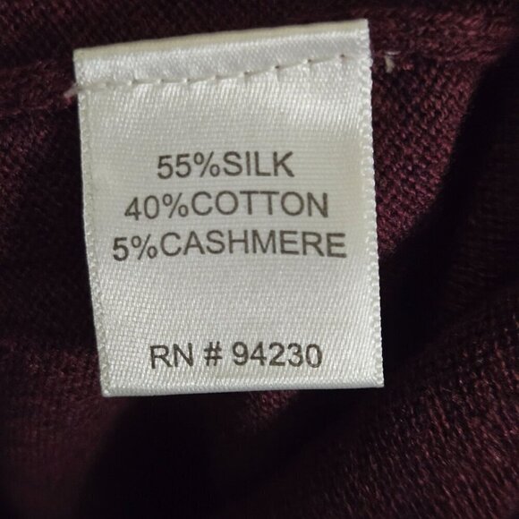 Paul Frederick Burgundy Silk Cashmere Blend V Neck Sweater Size XLT - Picture 4 of 4